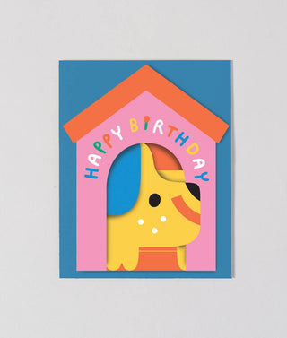 Dog In House Fold Out Kid's Birthday Card