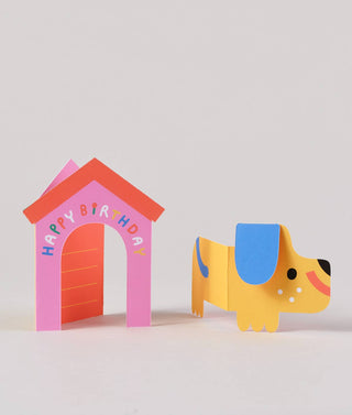 Dog In House Fold Out Kid's Birthday Card