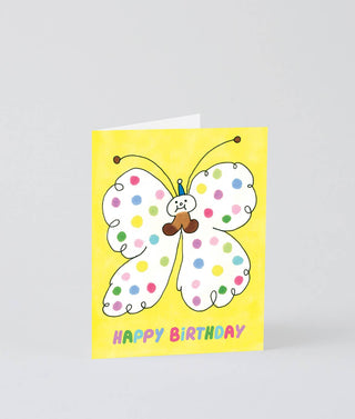 Happy Birthday Spotty Butterfly Kids Greeting Card