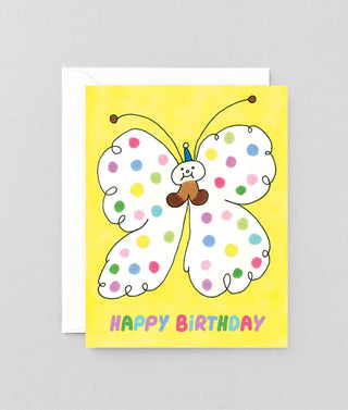Happy Birthday Spotty Butterfly Kids Greeting Card